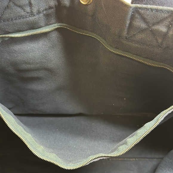 Hermes Vintage Heavy Canvas Tote Navy w/White Stitching Unisex Holds Laptop - Picture 12 of 14